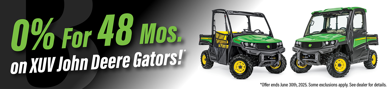 John Deere XUV Gators 0% for 48 months